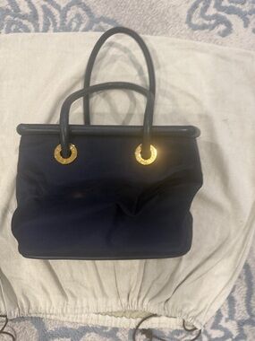 CELINE Classic Navy Mini Tote Bag with Gold Hardware